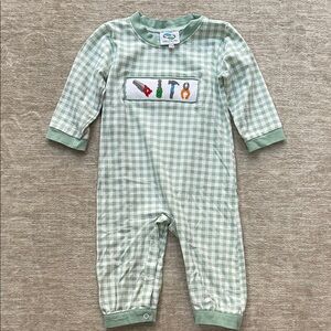 Green Checkered Tools Romper